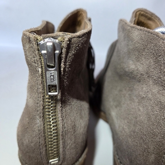 UGG Women's Corin Suede Heeled Moto Biker Casual Ankle Boots Mouse Size US 9 - Picture 9 of 13